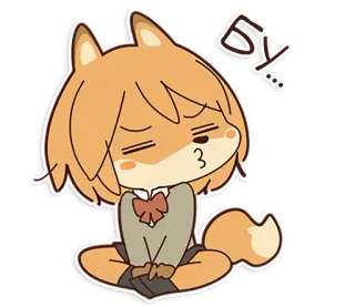 😑 bye... Cartoon, Tier, Fuchs, Süß, Chibi, Tschüss, Figur telegram sticker