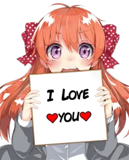 ❤ I Love You love, anime, girl, sign, heart, cute telegram sticker