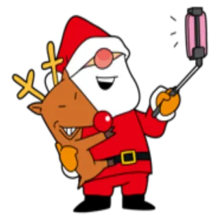 📸 Santa Claus サンタクロース, クリスマス, トナカイ, 自撮り, ホリデー, お祝い telegram sticker