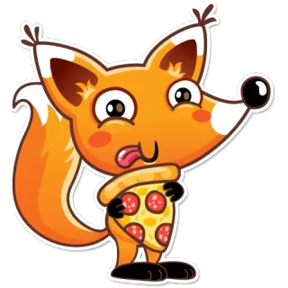 🍕 renard, animal, dessin animé, pizza, nourriture, mignon telegram sticker