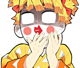 ❄️ Zenitsu Agatsuma Demon Slayer anime, demon slayer, zenitsu, reaction, scared, shocked telegram sticker