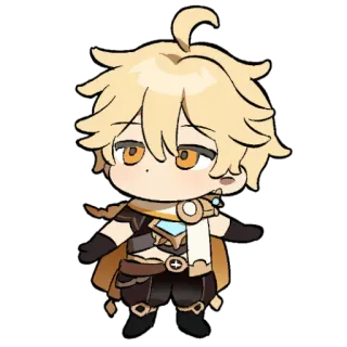 ✨ Aether Genshin Impact Anime, Videospiel, Chibi, Blond, Reisender telegram sticker
