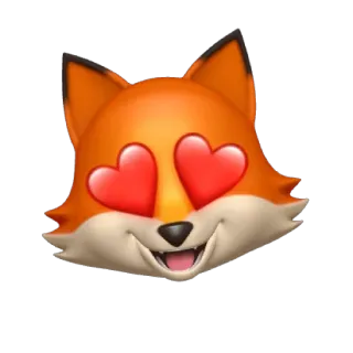 😍 zorro, animal, amor, ojos de corazón, emoji, lindo whatsapp sticker