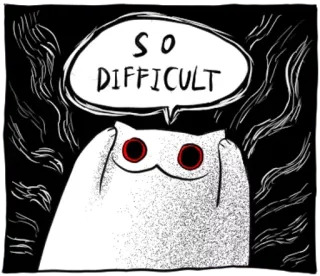 🔴 SO DIFFICULT cat, difficult, meme, funny, sticker, cartoon telegram sticker