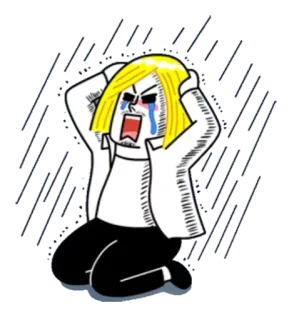 😫 泣く, 悲しい, 苦悩, 動揺, 漫画, イラスト telegram sticker
