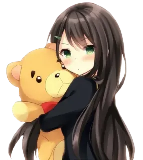 🤗 Anime, Ragazza, Orsacchiotto, Carino, Kawaii telegram sticker