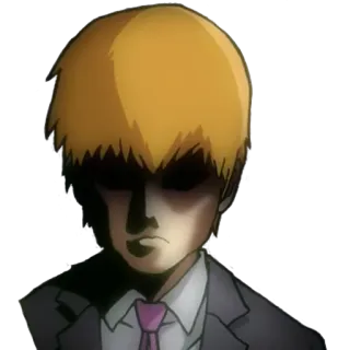 😶 Anime, Charakter, Mob Psycho 100, Orange Haare, Anzug whatsapp sticker