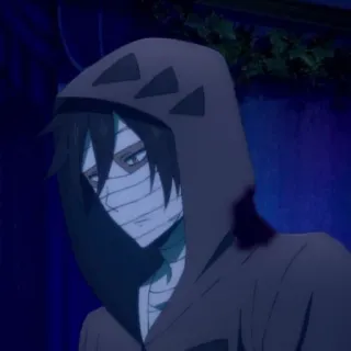 🦇 Zack Angels of Death Anime, Karakter, Zack, Isaac Foster, Angels of Death, Manga, Hoodie, Perban telegram sticker