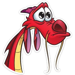 😢 Mushu Mulan dragón, dibujos animados, Mulán, Mushu, divertido, Disney whatsapp sticker