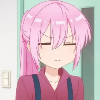 🍧 Anime, Mädchen, pinke Haare, missmutig, Cartoon, Ausdruck, Charakter telegram sticker