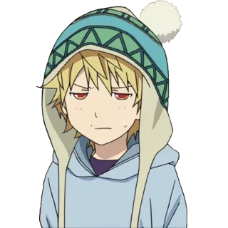 😑 anime, boy, hat, character, sad telegram sticker