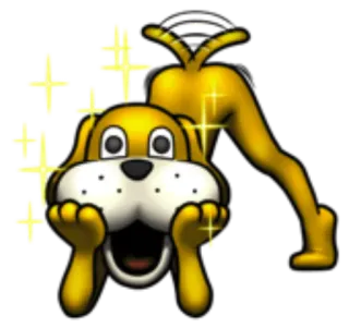 😍 perro, brillante, dibujos animados, gracioso, dorado whatsapp sticker