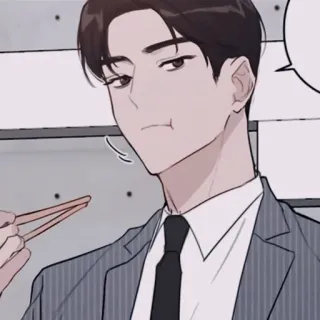 ✖️ man, suit, eating, chopsticks, asian, cartoon telegram sticker