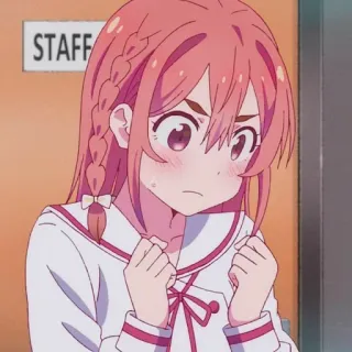 🧡 STAFF Anime, Mädchen, Stab, Süß, Wütend, Uniform whatsapp sticker
