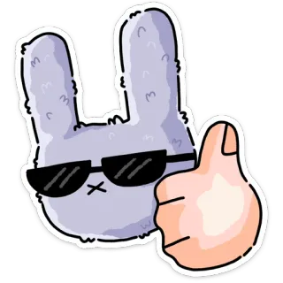 👍 rabbit, thumbs up, glasses, cute, sticker, cartoon, animal whatsapp sticker