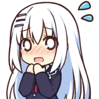 😳 Anime, Dessin animé, Chibi, Mignon, Kawaii, Fille, Inquiet, Nerveux whatsapp sticker