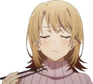 😋 anime, comendo, mulher, hashis, personagem, fofo telegram sticker