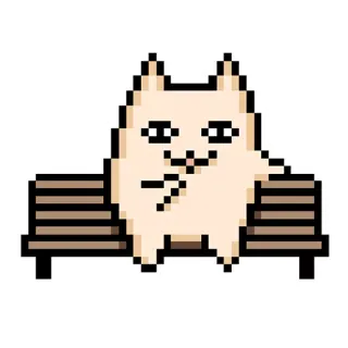 😃 cat, middle finger, pixel art, sitting, bench whatsapp sticker