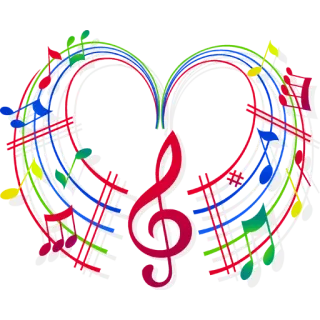 🎵 Música, Coração, Clave, Colorido, Notas telegram sticker