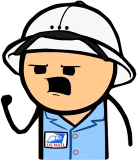 😡 Dessin animé, Facteur, Geste, Doigt d'honneur, Offensant, Cyanide and Happiness, US Mail, Chapeau whatsapp sticker