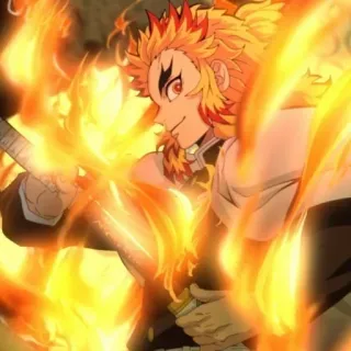 🔥 Kyojuro Rengoku Demon Slayer аниме, клинок рассекающий демонов, огонь, меч, ренгоку, кёджуро telegram sticker