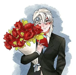 ✨ Anime, Roses, Costume, Fleurs, Carte de vœux, Personnage d'anime, Fan art whatsapp sticker