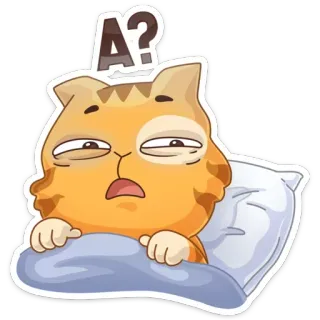 ❓ A? chat, sommeil, question, fatigué, animal, dessin animé telegram sticker