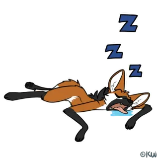 💤 volpe, animale, dormire, pigro, cartone animato, esausto telegram sticker