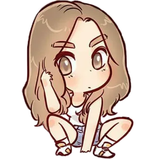 😠 девочка, чиби, мультфильм, милый, наклейка telegram sticker