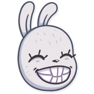 😁 うさぎ, バニー, 漫画, 動物, かわいい, 幸せ, 笑顔, ステッカー telegram sticker