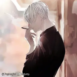 🚬 @Fushshiguro_Megumi Anime, Fumando, Retrato, Hombre, Cigarrillo, Arte, Ilustración whatsapp sticker