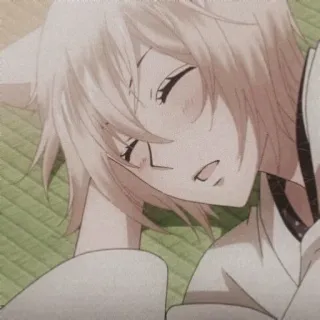 🦊 Tomoe Kamisama Kiss anime, fox, sleepy, male, kawaii, lying down, character telegram sticker