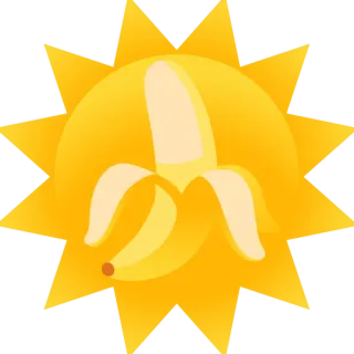 🌞 กล้วย, ดวงอาทิตย์, ผลไม้, สีเหลือง, เขตร้อน, อาหาร telegram sticker
