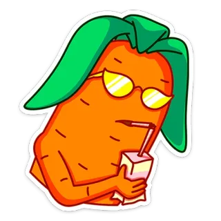 🧃 морковь, сок, очки, мультфильм, еда, напиток whatsapp sticker