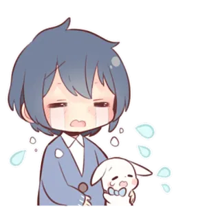 😭 슬픈, 우는, 애니메이션, 치비, 토끼, 감정적인 telegram sticker