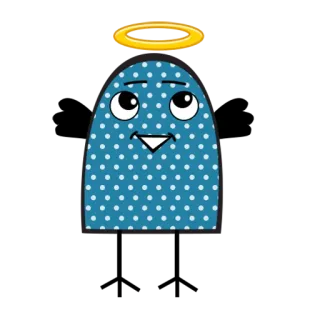 😇 angelo, aureola, carino, cartone animato, blu, a pois, stravagante, personaggio telegram sticker
