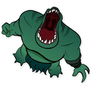 😡 monstre, créature, vert, dessin animé, fantaisie, bouche ouverte telegram sticker