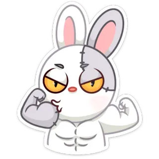 💪 thỏ, hoạt hình, cơ bắp, hài hước, động vật, nhân vật telegram sticker