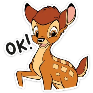 👌 Bambi OK! กวาง, น่ารัก, สัตว์, ดิสนีย์, การ์ตูน telegram sticker