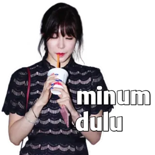 🍺 minum dulu женщина, пьет, напиток, чашка, повседневный, корейский, индонезийский, расслабление whatsapp sticker