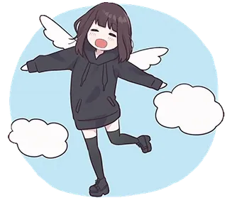 😇 Аниме, Девочка, Ангел, Крылья, Каваий, Милый telegram sticker