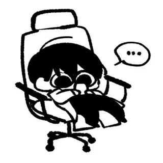 👀 anime, chair, cartoon, sad, sketch whatsapp sticker