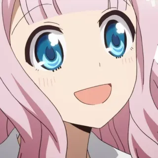 🙂 Chika Fujiwara Kaguya-sama: Love Is War 动漫, 可爱, 漫画, 女孩, 藤原千花, 微笑, 粉色头发, 快乐 telegram sticker