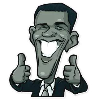 👍 Barack Obama Barack Obama, Pouce levé, Politicien, Président, Caricature telegram sticker