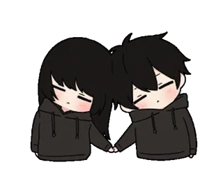 ♥️ pareja, amor, lindo, chibi, anime, relación, agarrados de la mano telegram sticker