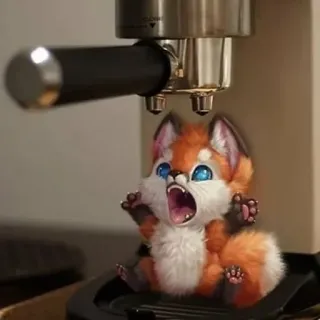 ☕ fox, coffee, espresso, cute, cartoon, animal, kawaii telegram sticker