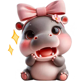 😳 hipopotam, słodki, kreskówka, zwierzę, naklejka, ilustracja, kawaii telegram sticker