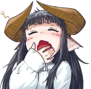 😪 アニメ, 角, あくび, 可愛い, 漫画 telegram sticker
