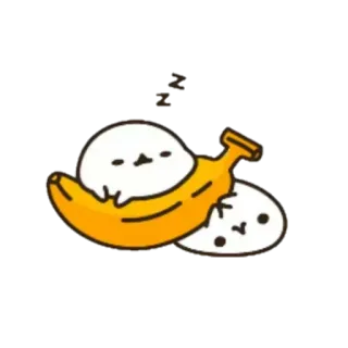 🍥 ZZ śpiący, banan, uroczy, senny, zwierzę, kreskówka, odpoczynek telegram sticker
