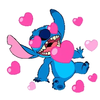😳 Stitch Lilo & Stitch disney, hoạt hình, người ngoài hành tinh, dễ thương, tình yêu, trái tim telegram sticker